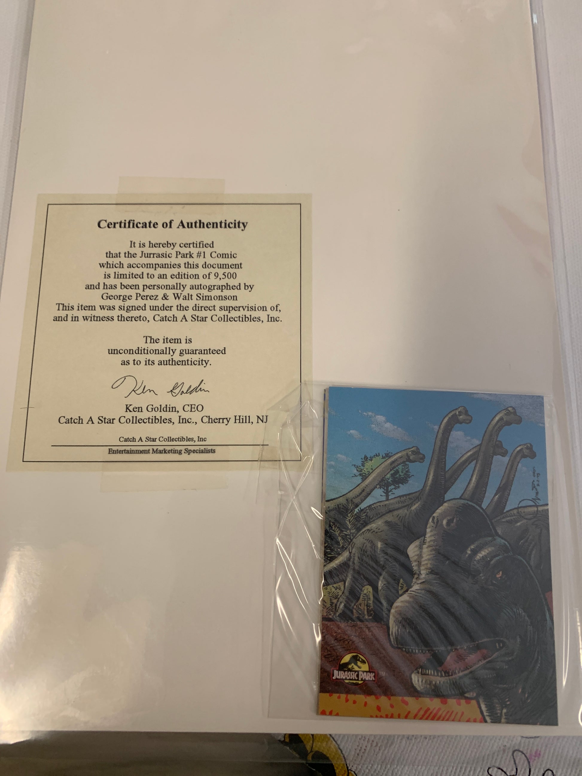 Jurassic Park #1 Topps Comics 1993 signed by George Perez and Walt Simonson