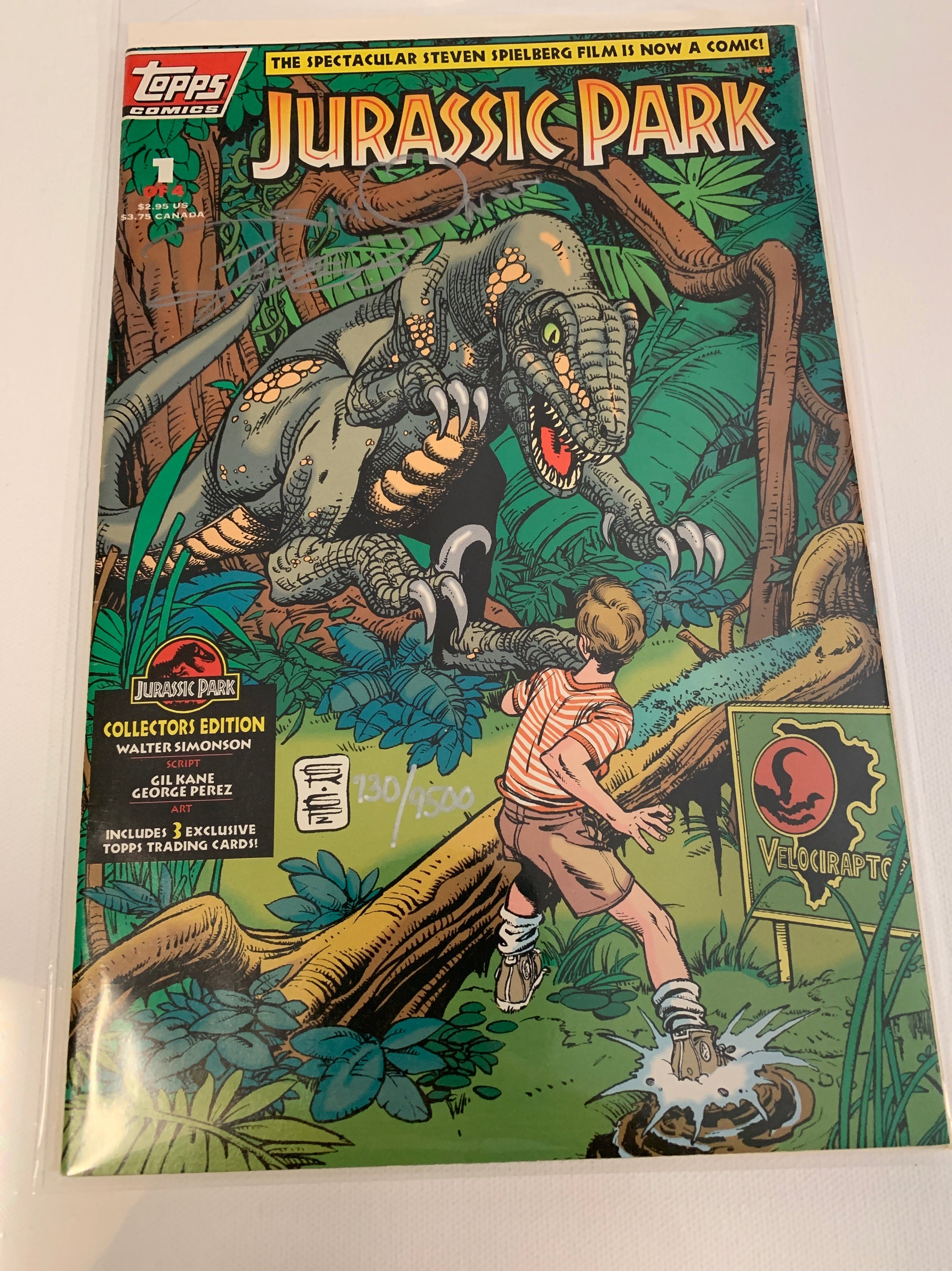 Jurassic Park #1 Topps Comics 1993 signed by George Perez and Walt Simonson